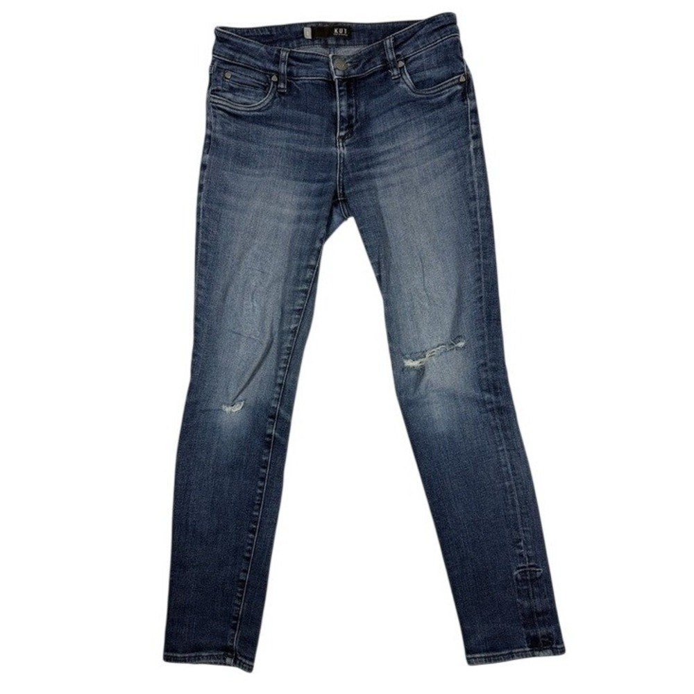 KUT from the Kloth Womens Size 2 Distressed Skinny Jeans Dark Wash Denim